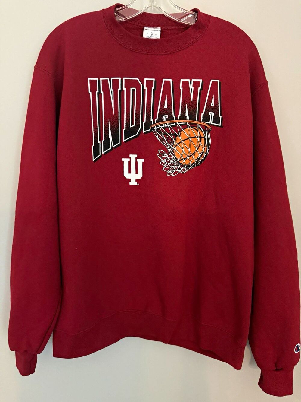 Champion Indiana Hoosiers Basketball Sweatshirt Retro IU Crimson Red L